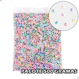 Pacote 500gr Miçanga Letras Alfabeto Vogal Preta 10 Colorida Comprimento 6 Mm Cor Colorido Diâmetro 6 Mm