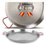 Paellera Espanhola Aço Polido 42cm Garcima 10 Porções Paella