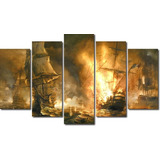Painel De Quadro Mosaico 5 Peças Batalha Naval Guerra Barco