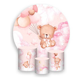 Painel Festa 1,5x1,5+ Trio De Capas- Ursinha Céu Rosa 56