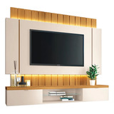 Painel Home Suspenso 18ocm P/tv 55 Pol. Sala De Estar Shawn Cor Off White/cinamomo