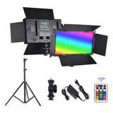 Painel Iluminador Somita Pro Led U-600 Rgb E Bicolor + Fonte + Tripé 110v/220v Para Youtuber