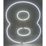 Painel Neon Numero 8 Festa Instagram Iluminação Branco 50cm