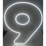 Painel Neon Numero 9 Festa Instagram Iluminação Branco 50cm