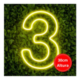 Painel Neon Numero Tres 3 Instagram Iluminação 30 Cm Cor Branco Quente 110v/220v