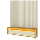 Painel Rack Led Rodízios 140 Requinte 128 Off White - Gelius