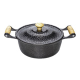 Panela Caçarola E Tampa Aluminio Fundido Craqueado Preto 24