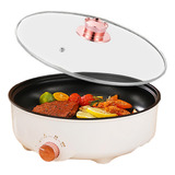 Panela Elétrica Grill Antiaderente 220v Inox Tampa De Vidro
