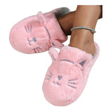 Pantufa Feminina Infantil Antiderrapante Rosa Gato