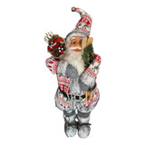 Papai Noel Boneco Cinza Branco Super Luxo Grande Decor 60cm