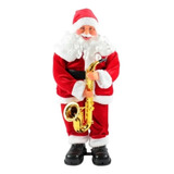 Papai Noel C/ Saxofone Dançante Musical 70cm Decoração Natal