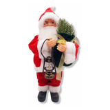Papai Noel Grande Com Saco Lanterna Boneco Natal Luxo 60cm