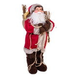 Papai Noel Grande Lenhador Rústico Boneco 60cm Luxo Natal