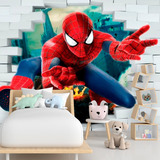 Papel Adesivo Quarto Menino Avengers Vingadores 2,00 X 1,00 Cor Papel De Parede Homem Aranha Saindo Da Parede 3d Quarto De Criança