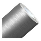 Papel Adesivo Vinil Aço Escovado Prata Impermeável 10m X60cm