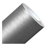 Papel Adesivo Vinil Aço Escovado Prata Impermeável 3m X 60cm