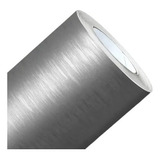 Papel Adesivo Vinil Aço Escovado Prata Impermeável 3m X 60cm