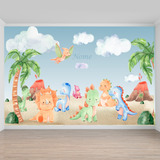 Papel De Parede Bebe Dinossauro Quarto Infantil Criança M²