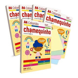 Papel Sulfite A4 Chamequinho Pacote 100 Folhas Sortidas Cor Amarelo/azul/rosa/verde