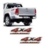Par Adesivo Emblema Volkswagen Amarok 4x4 Off Road Cor Vermelho
