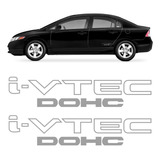 Par Adesivo Porta Honda New Civic I-vtec Dohc Prata Ivtec