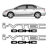 Par Adesivo Porta Honda New Civic I-vtec Dohc Preto Ivtec