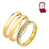 Par Aliança 3mm Ouro 18k Anel Aparador + Caixinha Casamento