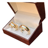 Par Aliança 7mm Prata 950 Revestida Em Ouro 18k Casamento