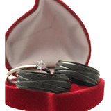 Par Aliança De Compromisso Preta Diamantada Infinity + Anel