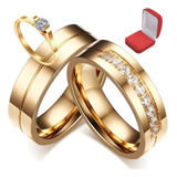 Par Alianças 6mm Banhado Ouro 18k E Zirconia