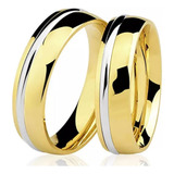 Par Alianças Bodas Ouro 10k E Prata 950 Abauladas 7mm 13gr