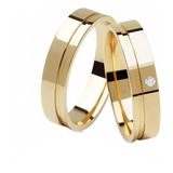 Par Alianças Moeda Antiga Reta 6mm Pedra Casamento Noivado