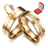 Par Alianças Namoro Casamento 6mm Titânio Banhado A Ouro 18k