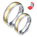 Par Alianças Titânio Namoro Compromisso 6mm Banhado Ouro 18k