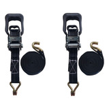 Par Cinta Catraca Nautica Larga Reforçada 35mm X 6 Metros Suporta 1500 Kg Com Gancho J Fita Cor Preto Uso Em Caminhões Pick-ups Caminhonetes Lanchas Jet-ski Caiaques E Amarrações Em Geral