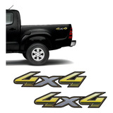 Par De Adesivos 4x4 Toyota Hilux Flex 2013 À 2015 Dourado