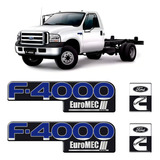 Par De Adesivos Emblemas Ford F4000 Euromec E Cummins Porta Cor Azul