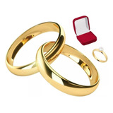 Par De Aliança Banhado Ouro Real 18k 6mm + Caixinha Vermelha