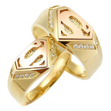 Par De Aliança Ouro18k Au750 E Diamantes.