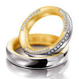 Par De Alianças De Ouro Amarelo E Branco 18k Au750