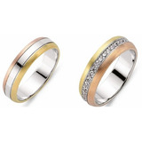 Par De Alianças De Ouro Branco Amarelo E Rosê 18k!!