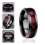 Par De Alianças De Tungstênio Dragão Vermelho 8mm Do 13-33