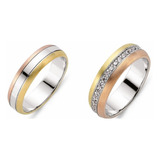 Par De Alianças Em Ouro Branco Amarelo E Rosê 18k!!