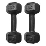 Par De Halteres 5kg Peso Academia Dumbell Sextavado Cor Preto