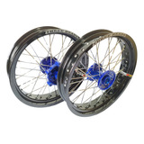 Par De Rodas Lander X Motard ( Preto + Cubos Azul ) Aros 17 
