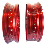 Par De Rodas Nx Falcon 400 Super Motard Vermelhos + Aros 17