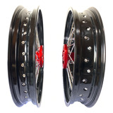 Par De Rodas Xtz Lander 250x Motard Preto + Vermelho Aros 17