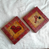 Par De Telas Quadros Com Apliques E Decoupage