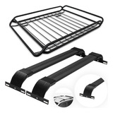 Par De Travessa Larga Rack Teto + Bagageiro Gradeado Grande