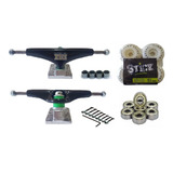 Par De Truck Skate + Roda Black Shep + Rolamento + Parafuso 